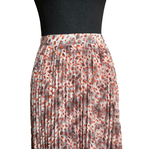 Pleated Skirt Womens Small Leopard Print Fall Colors Midi Skies are Blue - Picture 7 of 11